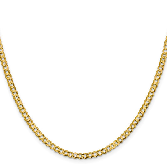 14K 18 inch 3.7mm Lightweight Flat Cuban with Lobster Clasp Chain