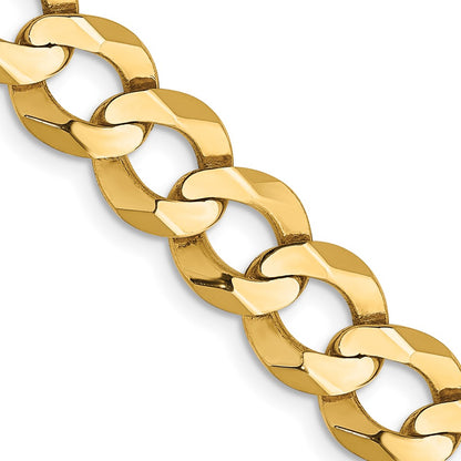 14K 24 inch 8.3mm Lightweight Flat Cuban with Lobster Clasp Chain