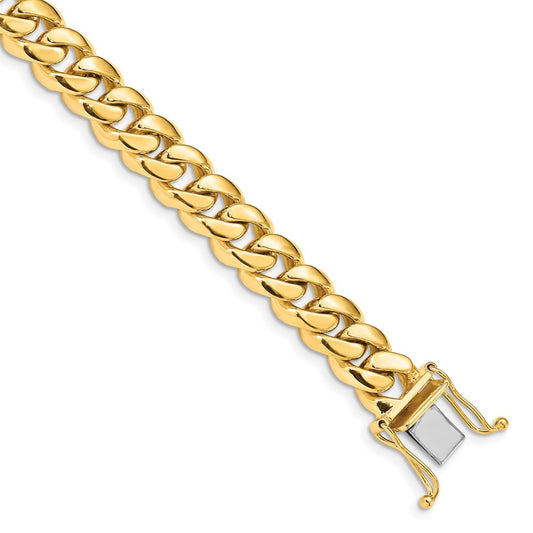 14K 9.25 inch 8.7mm Hand Polished Miami Cuban Link with Box Catch Clasp Bracelet