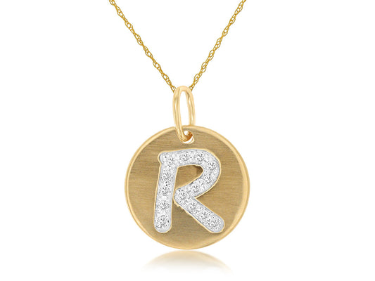 14kt Yellow Gold Initial R Diamond Pendant .07ct