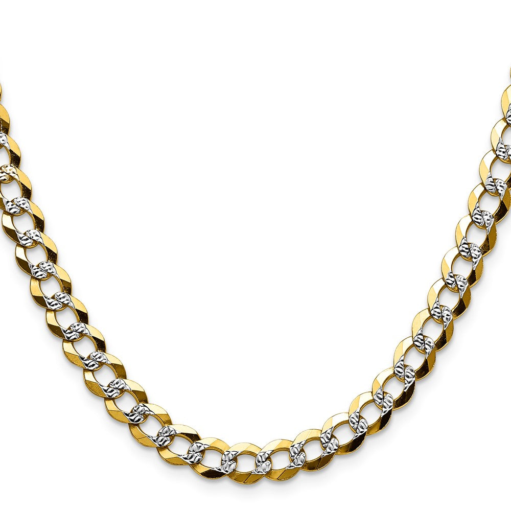 14k 7.2mm Lightweight Pave Flat Cuban Chain