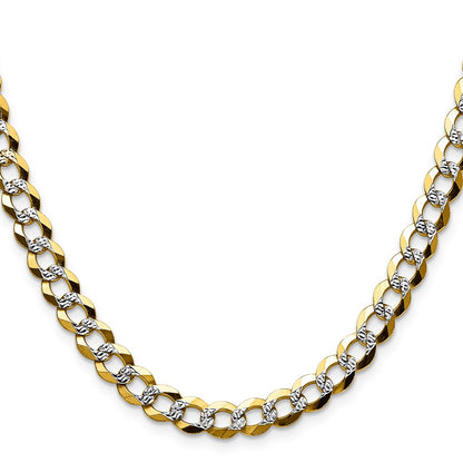 14k 7.2mm Lightweight Pave Flat Cuban Chain