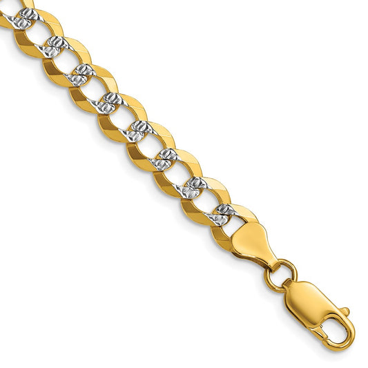 14k 7.2mm Lightweight Pave Flat Cuban Chain