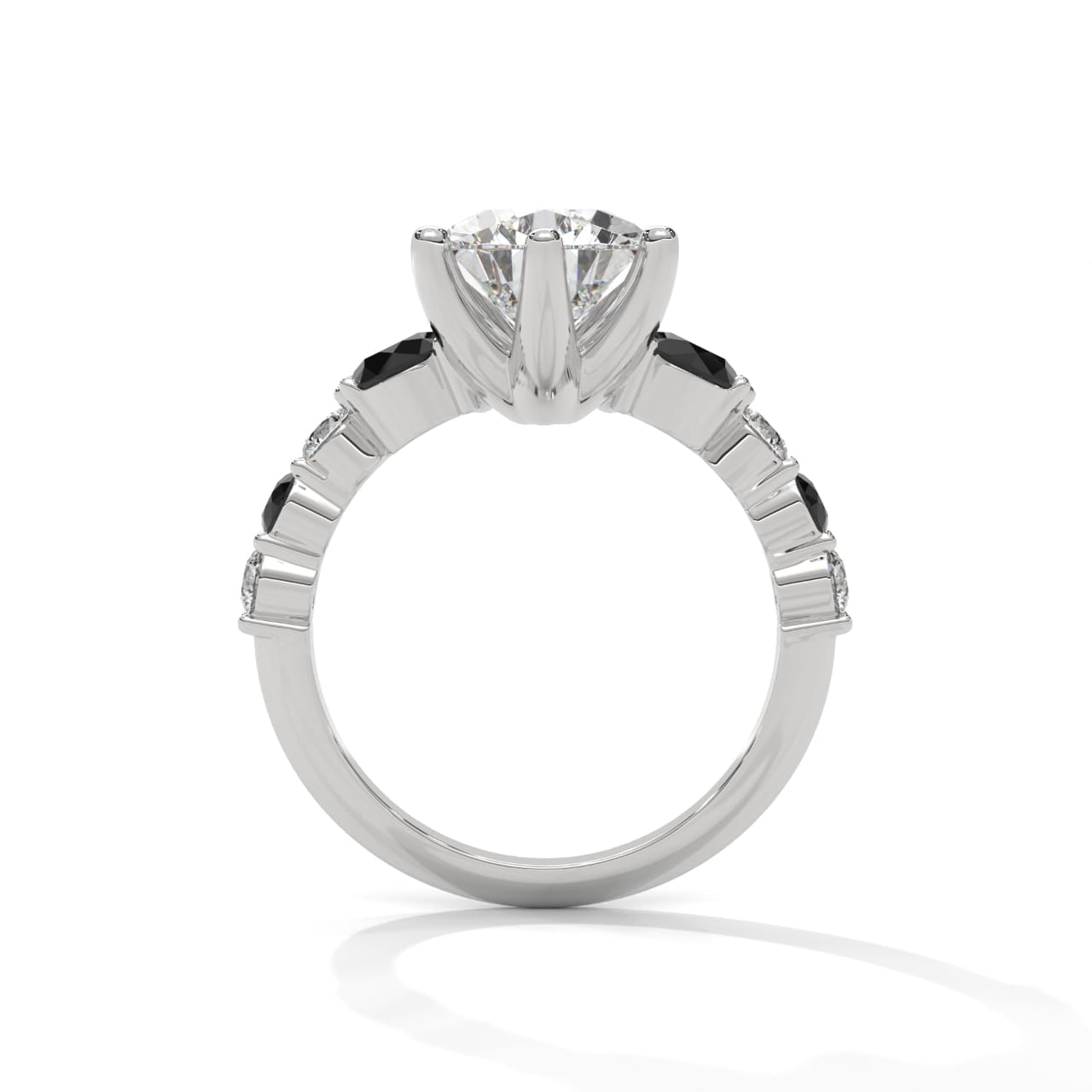 14k White Gold 3 carat Pear Shape Diamond Engagement Ring with Black / White Diamond Setting
