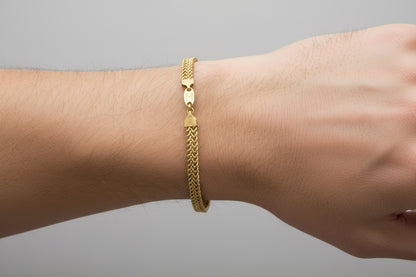 Men's Italian Sterling Silver Rhodium Gold Plated Bracelet 8.5"