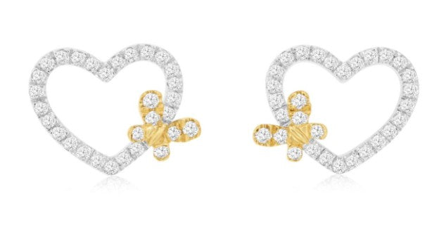 14k White and Yellow Gold Diamond Earrings .25 ctw