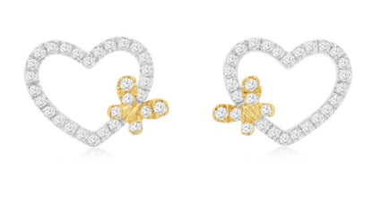 14k White and Yellow Gold Diamond Earrings .25 ctw
