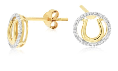 14k Yellow Gold Diamond Earrings 0.12 ctw