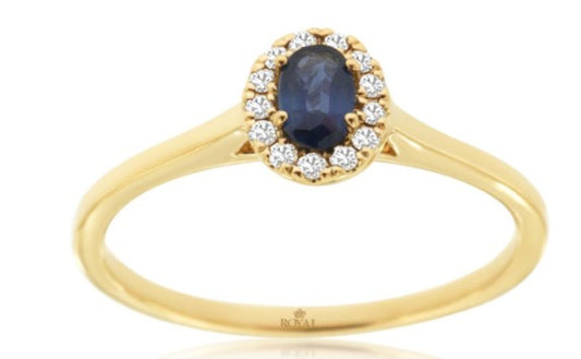 14K Yellow Gold Sapphire 0.28 ctw and Diamond .10 ctw Ring