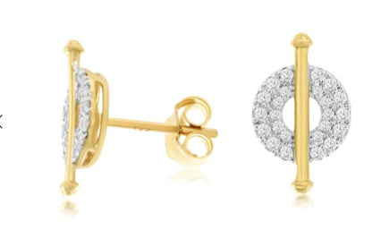 14K Yellow Gold Diamond Cluster Earrings 0.10 ctw