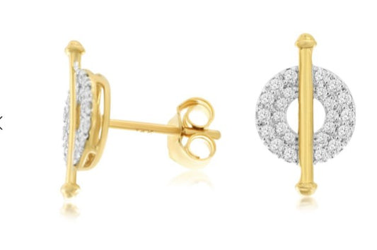 14K Yellow Gold Diamond Cluster Earrings 0.10 ctw