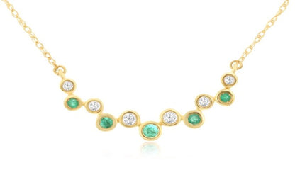 14k Yellow Gold Emerald 0.13 ctw and Diamond 0.10 ctw Necklace