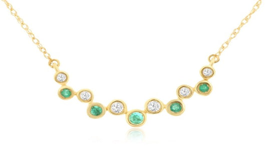 14k Yellow Gold Emerald 0.13 ctw and Diamond 0.10 ctw Necklace