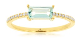 14K/Y GOLD GREEN AMETHYST 0.50CT DIA0 RING .08CT RYM LR