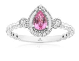 14K/WHITE GOLD DIAMOND 0.10 CT PINK SAPPHIRE 0.43 CT RING RYM LR
