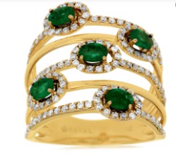 14K YELLOW GOLD DIAMOND 0.70 CTW EMERALD 0.85 CTW LADIES RING