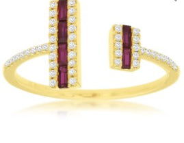 14K YELLOW GOLD DIAMOND 0.14 CTW RUBY 0.22 CTW LADIES RING