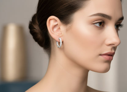 14K WHITE GOLD HUGGIE DIAMOND EARRINGS 1.50 CTW