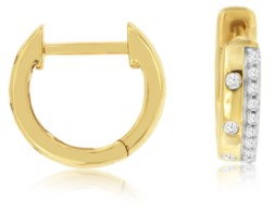 14K YELLOW GOLD HUGGIE DIAMOND 0.14 CTW EARRINGS
