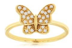 14K YELLOW GOLD DIAMOND 0.13 CTW BUTTERFLY RING