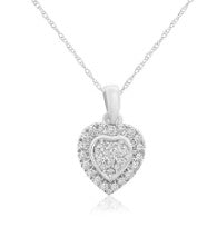 14K WHITE  GOLD DIAMOND HEART 0.11 CTW PENDANT