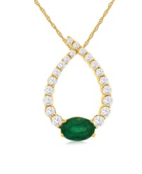 14K YELLOW GOLD DIAMOND 0.10 CTW EMERALD .26 CTW PENDANT