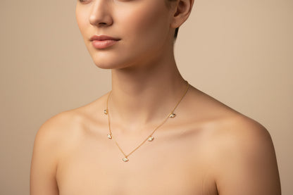 14K YELLOW GOLD NECKLACE DIAMOND 0.15 CTW