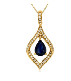 14k YELLOW = GOLD DIAMOND .17 CTW SAPPHIRE 0.90 CTW PENDANT