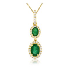 14K YELLOW GOLD DIAMOND 0.14 CTW  EMERALD 0.66 CTW