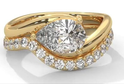 14k Yellow Gold 1 ctw Pear Shape Lab Created Diamond F Color Internally Flawless