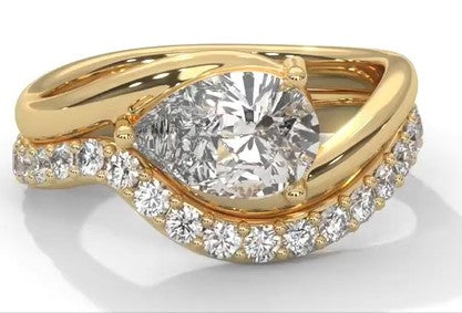 14k Yellow Gold 1 ctw Pear Shape Lab Created Diamond F Color Internally Flawless