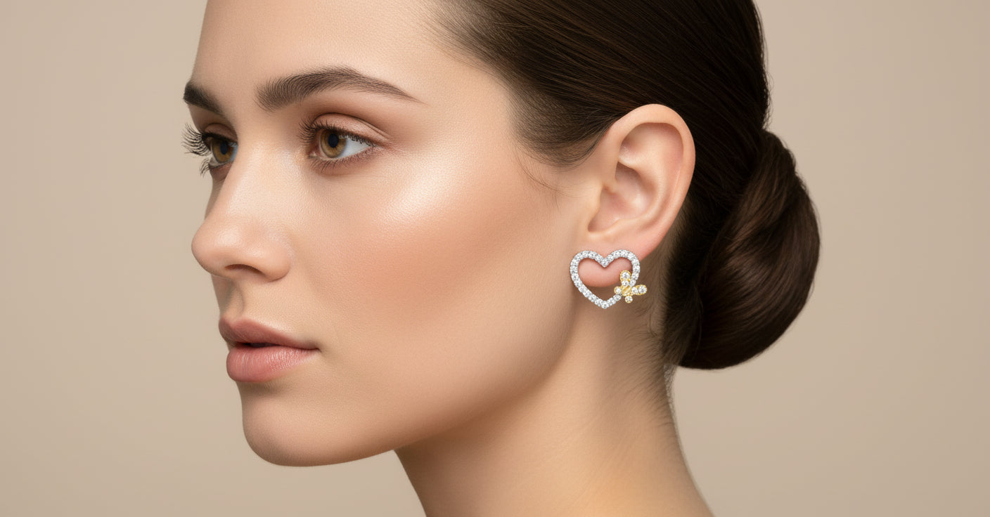 14k White and Yellow Gold Diamond Earrings .25 ctw