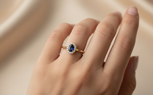 14K Yellow Gold Sapphire 0.28 ctw and Diamond .10 ctw Ring