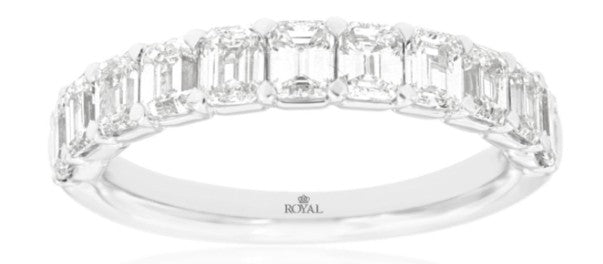 14K/W G LAB GROWN DIA WEDDING BAND EMERALD 4.60CT