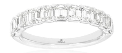 14K/W G LAB GROWN DIA WEDDING BAND EMERALD 4.60CT