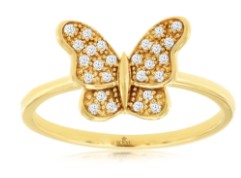 14K/Y GOLD DIAMOND 0.13CT BUTTERFLY RING