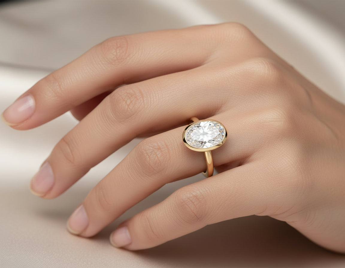 14K/YELLOW GOLD LAB GROWN DIA OVAL SOLITAIRE ENGAGMENT RING 2CT RYM