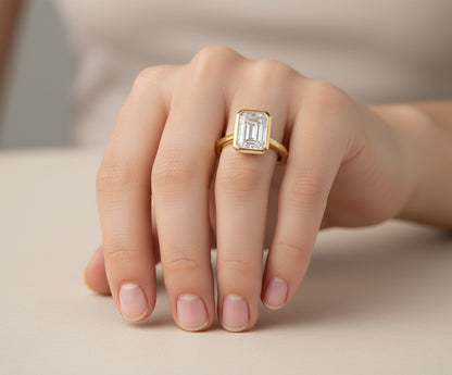 14K/Y GOLD LAB GROWN LGD ENG RING 3.00CT RYM