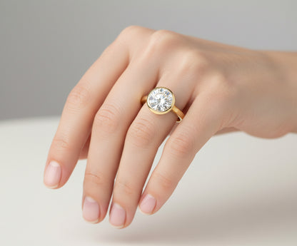 14K/Y GOLD ENG RING LAB G DIA RB 2CT RYM