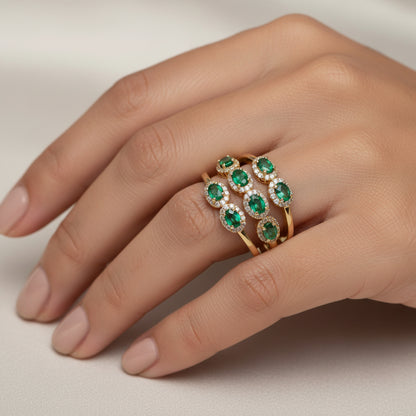 14K YELLOW GOLD DIAMOND 0.70 CTW EMERALD 0.85 CTW LADIES RING