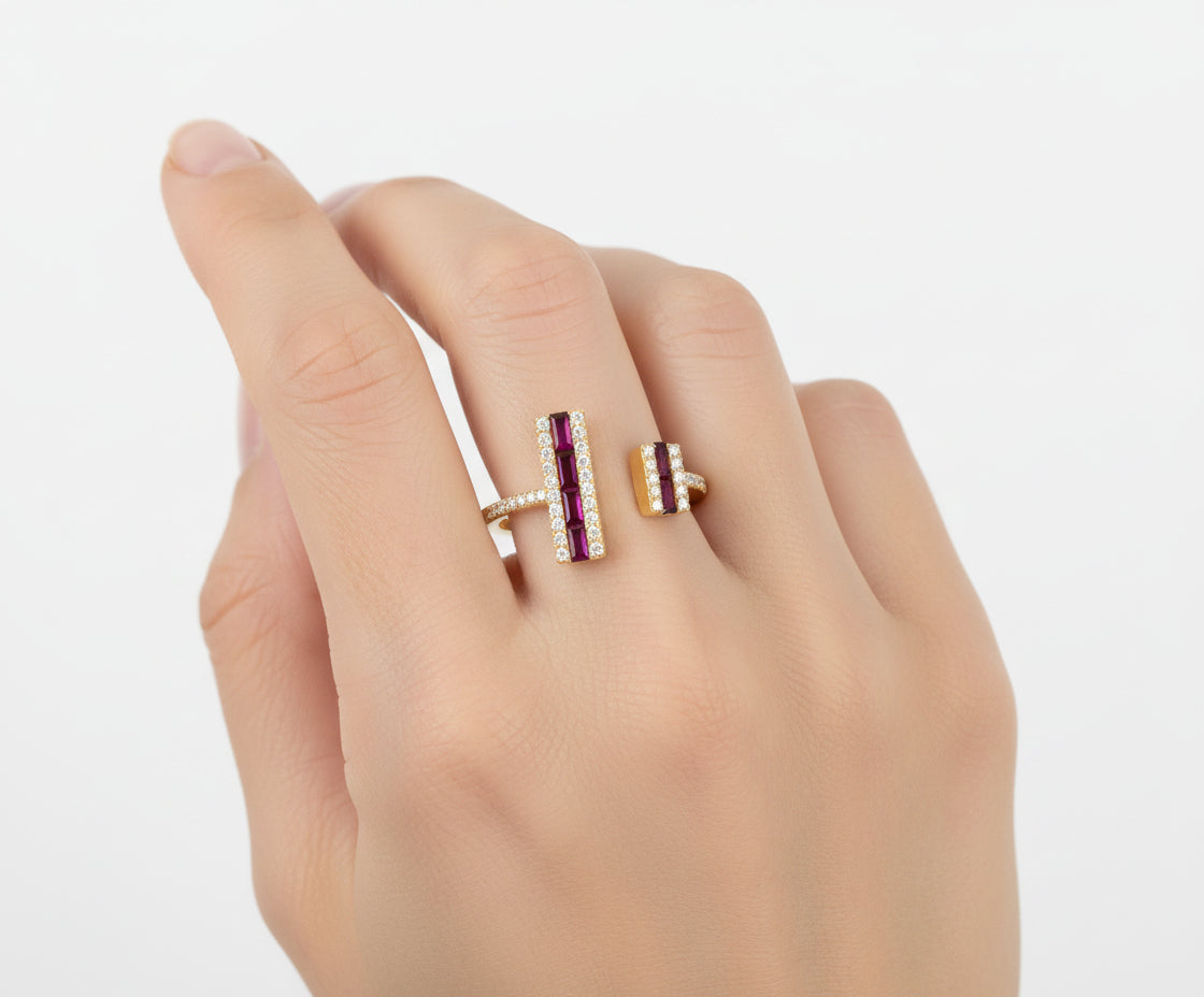 14K YELLOW GOLD DIAMOND 0.14 CTW RUBY 0.22 CTW LADIES RING