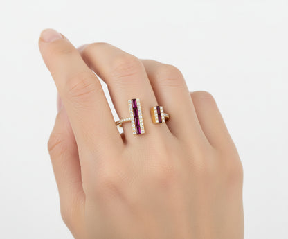 14K YELLOW GOLD DIAMOND 0.14 CTW RUBY 0.22 CTW LADIES RING