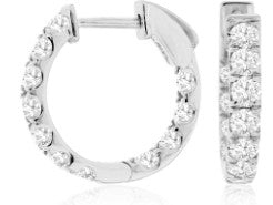 14K WHITE GOLD HUGGIE DIAMOND EARRINGS 1.50 CTW