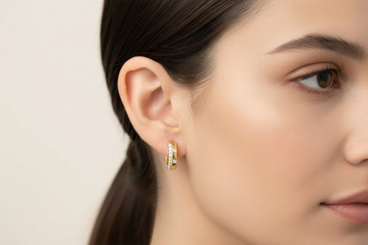 14K YELLOW GOLD HUGGIE DIAMOND 0.14 CTW EARRINGS