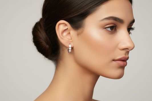 14K WHITE GOLD HUGGIE EARRIGS DIAMOND 0.50 CTW