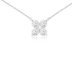 14K WHITE GOLD NECKLACE DIAMOND LAB GROWN 1.00 CTW