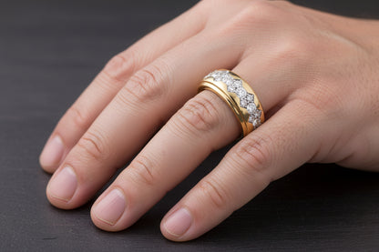 14K YELLOW GOLD MEN DIAMOND WEDDING BAND 1.00 CTW