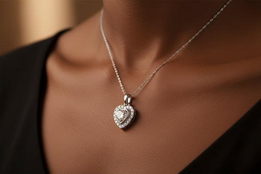 14K WHITE  GOLD DIAMOND HEART 0.11 CTW PENDANT