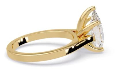 14k Yellow Gold Lab Created 3 ctw D VS2 Pear Shape with Cathedral Setting