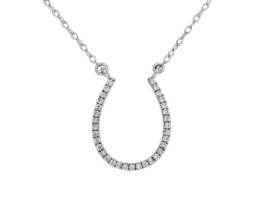 14kt White Gold Diamond Horseshoe Necklace .12ct